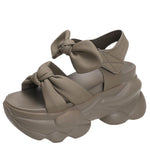 Summer High Platform Women Sandals 9CM Wedge Heels Bowknot Slipper Fashion 2023 Outside Chunky Sandals Beach Casual Slides Woman