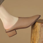 5CM Retro Pointed Baotou Women's 2023 Summer New Thick-heeled Mid-heel Muller Shoes Summer Outwear Half-slippers