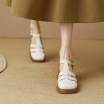 Vintage Fashion Women Sandals Office Ladies Pumps Chunk Heels Platforms Buckle Shoes Woman 2023 Summer