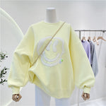 2022 Spring Women Hoodies Cartoon Embroidery Fashion Sweatshirt O-Neck Long Sleeve Pullovers Female Casual Loose Sweatshirts
