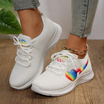 Rimocy Fashion Print Women's Sneakers 2023 Lace-Up Breathable Mesh Casual Shoes Woman Soft Bottom Non-Slip Ladies Sport Shoes
