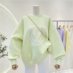 2022 Spring Women Hoodies Cartoon Embroidery Fashion Sweatshirt O-Neck Long Sleeve Pullovers Female Casual Loose Sweatshirts