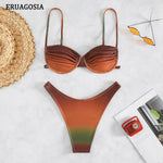 Gradient Bikini 2023 New Swimsuit Push Up Swimwear Women Sexy Thong Bikinis Set Bathing Suit Female Beachwear Brazilian Biquini