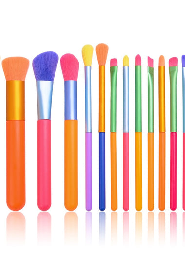 Vibrant Glam Brush Set: Unleash Your Makeup Artistry with our Exquisite 15-Piece Colorful Synthetic Hair Brush Collection