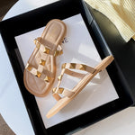 2023 New Summer Sandals Women's Fashion Studded Decorative Ankle Buckle Strap Low Square Heel Open Toe Women's Sandals