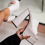 Double Platform High Heel Mule Sandals For Women Open Toe Super High Chunky Shoes Summer Classic Slip On Sandals Party Club
