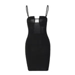 Splice Slim Strap Backless Dress Women Spaghetti Strap Sleeveless Sexy Solid Party Short Mini Summer Dress Night Club Dresses