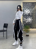 YornMona Women Cargo Pants 2022 Autumn Fashion Black Harajuku Sweapants Letters Print Jogger Trousers Streetwear