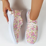 Fashion Printed Mesh Breathable Sneakers for Women 2023 New Lightweight Non Slip Flats Woman Comfortable Slip On Walking Shoes