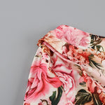 New Pink Flowers Color Women Sexy One Shoulder Bodycon Long Dress Summer Vacation Beach Party Celebrate Dress Wholesale