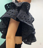 Western style, heavy industry, embroidery, hollowed-out ruffled one-word collar jacket, high elastic and slim fishtail overskirt