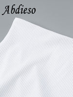 Abdieso 2023 Autumn Ribber Irregular Dress Two Piece Sets Casual Women Fashion Long Sleeve Top And Mini Skirt Sexy Matching Sets