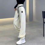 Spring Autumn High Waist Loose Casual Letter Embroidery Lantern Sweatpants Women Comfortable Bandage All-match Pants Trousers