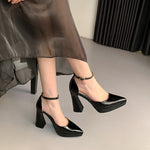 New Buckle Strap Woman Wedding Shoes Heels Sandals Patent Leather Pointed Toe Ladies Sexy White Red Platform Pumps Womens Shoes