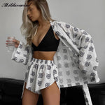 Letter Print Bandage Casual Tracksuit Women Cotton Linen Two Piece Set Summer Shirt Top Vacation Shorts Outfits Matching Suits