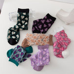 Heart Print Crystal Silk Socks Women Summer Ultra-thin Transparent Elastic Long Socks Casual Fashion Harajuku Kawaii Cute Socks