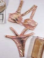 Vigorashely Bandage Swimwear Women Sexy Snake Bikini 2023 Swimsuit Female Gold Sliver Bikini Set Biquini Bathing Suit Swim Wear