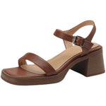 6CM Pu Leather Sandals Block High Heels Women Roma Sandals Open Toe Retro Buckle Sandals Ankle Strap 2023 Trend