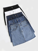 Zoki Sexy Women Denim Mini Skirt Fashion Summer High Waist Korean Black Skirt Blue Package Hip Jeans Harajuku Cotton S-3XL