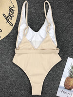 Gossina Sexy One Piece Swimsuit Solid Female Plunge Neck Swimwear Women Backless Brazilian Monokini Bathing Suit S-L 2022