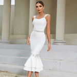 Elegant Women Bandage Dress 2023 New Sexy Lace Bodycon Clothes Club Party Evening Spaghetti Strap Dresses