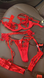MIRABELLE Open Bra Sexy Lingerie Women Body Transparent Lace Porn Underwear Set Red Bilizna Set of Sex Appliques Intimate