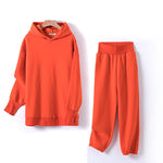 GCAROL Women Long Hooded Suits 80% Cotton Tracksuit Set Fleece Oversize Boyfriend Unisex Sweatshirt Elastic Waist Harem Pants