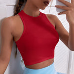SALSPOR Sleeveless Yoga Short Shirts Running Sports Gym Women Tops Fitness Running Moisture Breathable Seamless Knitted Vest