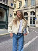 Ladies Vintage Solid Short Bomber Autumn Winter Jacket Women Coat With Pockets Outerwear Outfits Chic Tops Women Coat Female