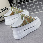 Summer Cloth Breathable Half Slippers Women's Outer Wear Without Heel Inner Heightening 8cm Thick Bottom Slip on Lazy Sneakers