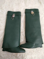 Women's New Designer Luxury Brand Women's Leather Boots Thick Soled High Heel Boots Knee High Boots Fashion Women's Boots