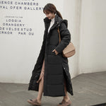 2023 Thick Long Down Parka Women Down Jacket Hooded Winter Warm Thick Coat Female Casual Loose Button Zipper Outwear Oversized