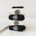 Japanese Embroidered Flowers Trendy Black Mid-tube Socks Korean Niche Retro All-match Sports Cotton Socks
