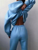 Winter Two Piece Sets Women Tracksuit Oversized Suit 2023 Autumn Trouser Suits Female Sweatshirt Solid Sports Hoodie Sportswear