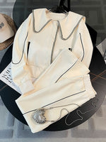 2023 Autumn Two Piece Set For Women Outfits Casual Streetwear Tracksuit Female Doll Collar Placket Sweatshirt Coat Trousers Suit
