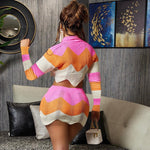 Elegant Party Women's Clothing 2023 Fashion Polo Collar Y2k Tops Multicolor Long-sleeved Shirt Slim Knitting Sweater T-Shirts