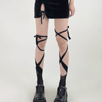Jk Tie Lace Fishnet Stockings Irregular Split-toe Calf Socks Women's Middle Tube Socks Straps Summer Sexy Long Japanese Socks