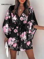 Spring Summer Dress 2023 New In Fashion Beach Style Sexy Dress V-neck Lace Up Print Loose Skirt Elegant Party Dresses for Women