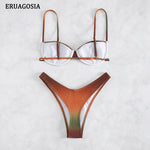 Gradient Bikini 2023 New Swimsuit Push Up Swimwear Women Sexy Thong Bikinis Set Bathing Suit Female Beachwear Brazilian Biquini