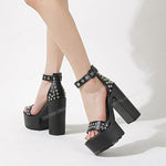 2023 New Arrivals Roman Retro Style Platform Sandals Shoes Woman Super High Heels Black Narrow Band Zipper Design Comfy Lady
