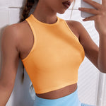 SALSPOR Sleeveless Yoga Short Shirts Running Sports Gym Women Tops Fitness Running Moisture Breathable Seamless Knitted Vest