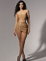 2023New Summer Women Two Piece Sets Sexy Spaghetti Strap Short Top& Mini Skirts Celebrity Club Evening Party Skirt Set Outifits