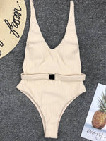 Gossina Sexy One Piece Swimsuit Solid Female Plunge Neck Swimwear Women Backless Brazilian Monokini Bathing Suit S-L 2022