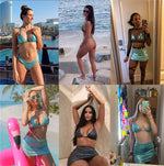 Gold glitter swimsuit women 2023 shiny two piece bikini sexy V-neck suspender swimwear high waist ackless bathing suit