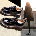 Autumn British Style College Small Leather Shoes Women's Thick Bottom Patent Lace-up Loafers Retro Single Shoes Women's Shoes