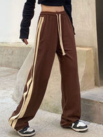 Zoki Striped Wide Leg Pants Women Harajuku Oversize Loose 4Xl Sweatpants Fashion Bf Lace Up Students Casual Straight Trousers