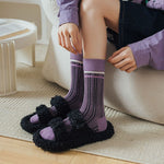 New Purple Socks Women Ethnic Embroidery Harajuku Crew Socks Japanese Korean Fashion Vintage Streetwear Kawaii Long Socks Women