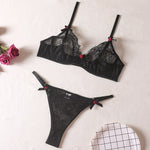 Lacey Enigma Delicate Rose Garter Set