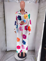 INS Fashion Floral Print Tracksuit Women Two 2 Piece Set Outfits Autumn Clothing Shirt Top and Pants Suits Streetwear Woman Sets