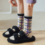 New Purple Socks Women Ethnic Embroidery Harajuku Crew Socks Japanese Korean Fashion Vintage Streetwear Kawaii Long Socks Women